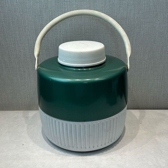 Vtg Coleman Water Jug Cooler Drink Dispenser Green White Round 1970s 1 Gallon - Picture 6 of 13